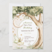 Boho-Wald-Aquarell-Fee-Erster Geburtstag Einladung (Vorderseite)