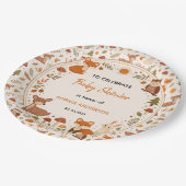 Boho-Wald-Baby-Party | Rustikale Waldtiere Pappteller (Schrägansicht)