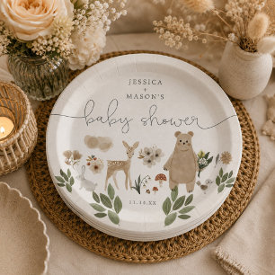 Boho-Wald-Baby-Party-Teller aus Papier Pappteller