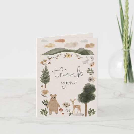 Boho-Wald-Baby-Shower-Dankeskarten Ankündigung (Vorderseite)