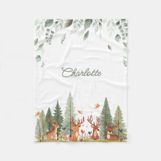 Boho-Wald-Babydecke | Reh-Wald-Kinderzimmer Fleecedecke