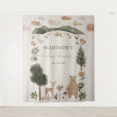 Boho-Wald-Babyshower-Hintergrund-Tapete Wandteppich (Vorderseite)