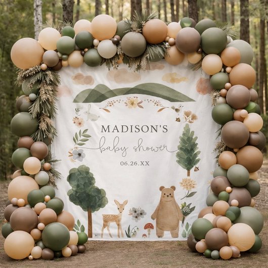 Boho-Wald-Babyshower-Hintergrund-Tapete Wandteppich