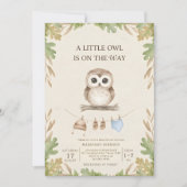 Boho-Wald-Eule-Grün-Babyparty Einladung (Vorderseite)