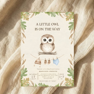 Boho-Wald-Eule-Grün-Babyparty Einladung