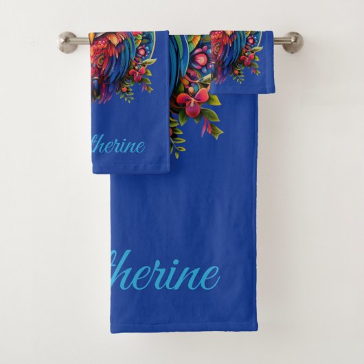 Boho-Wald-Eule-Skriptname Badhandtuch Set (Insitu)