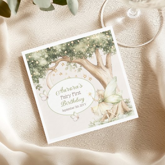 Boho-Wald-Feier-Erstes-Geburtstagsfoto Serviette