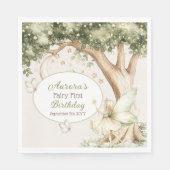 Boho-Wald-Feier-Erstes-Geburtstagsfoto Serviette (Vorderseite)