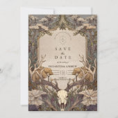 Boho-Wald-Geweih-Hochzeit Save The Date (Vorderseite)