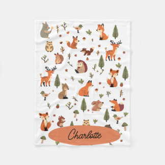 Boho-Wald-Personalisierte Babydecke Fleecedecke