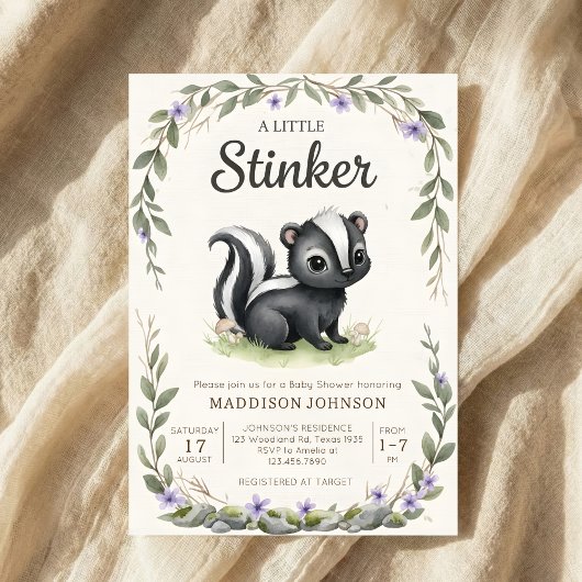 Boho-Wald-Stinker-Grün-Baby-Party Einladung
