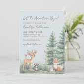 Boho-Wald-Tier-Wald-Baby-Party Einladung (Stehend Vorderseite)