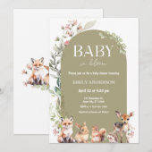Boho-Wald-Waldtiere-Baby-Party Einladung (Vorne/Hinten)