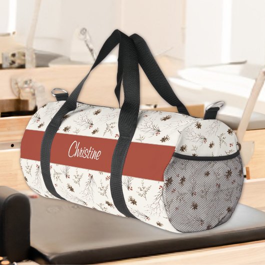 Boho-Wald-Winterbeeren-Monogramm Duffle Bag