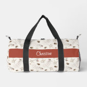 Boho-Wald-Winterbeeren-Monogramm Duffle Bag (Vorderseite)