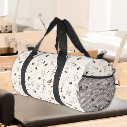 Boho-Wald-Winterbeeren-Muster Duffle Bag