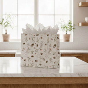 Boho-Wald-Winterbeeren-Muster Große Geschenktüte