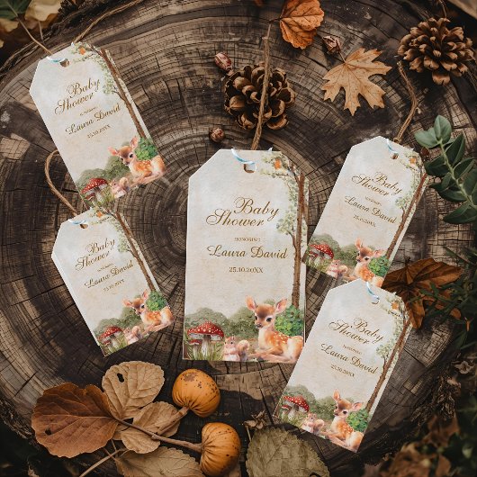 Boho Wald Woodland Tiere Rustic Baby Dusche Geschenkanhänger