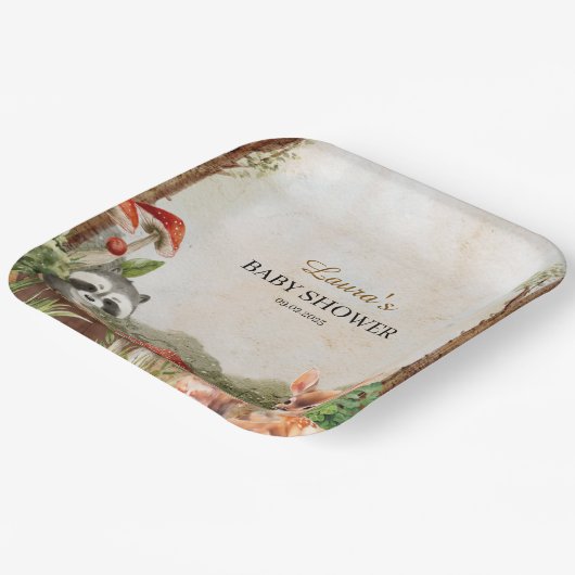 Boho Wald Woodland Tiere Rustic Baby Dusche Pappteller (Gewinkelt)