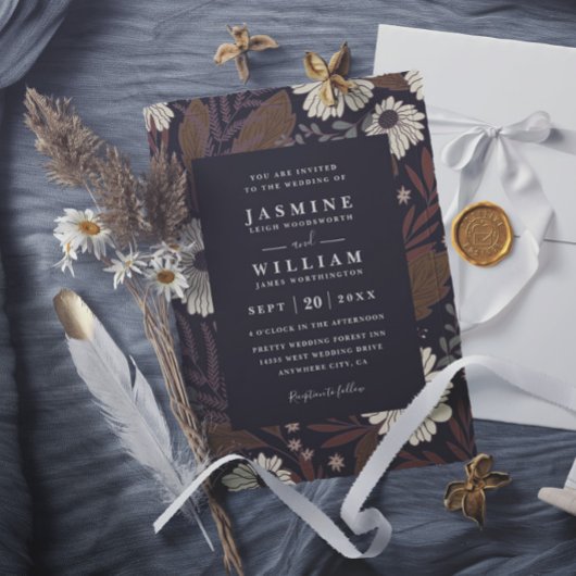 Boho-Waldblumen Rustikaler Chic Elegante Hochzeit Einladung