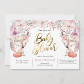 Boho, Waldfuchs, Flora, Mädchendusche Einladung (Vorderseite)