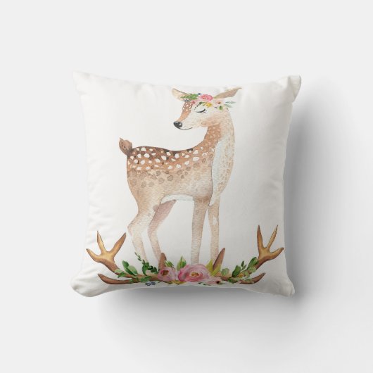 Boho Waldgeweih-Baby-Mädchen-Kinderzimmer-Kissen Kissen (Vorderseite)