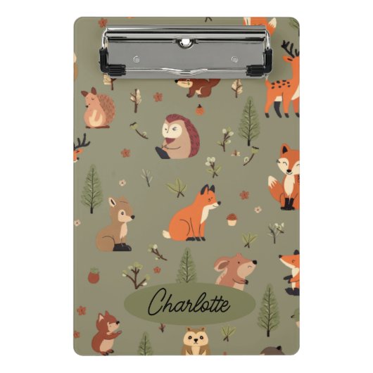Boho-Waldlandschaft personalisiert Mini Klemmbrett (Vorderseite)