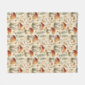 Boho-Waldpilzmuster Fleecedecke (Vorderseite (Horizontal))