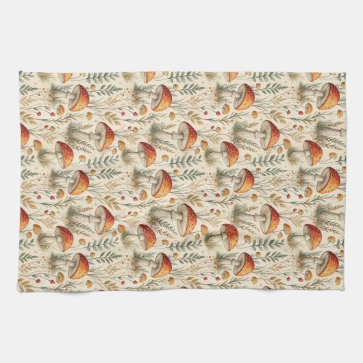 Boho-Waldpilzmuster Geschirrtuch (Horizontal)