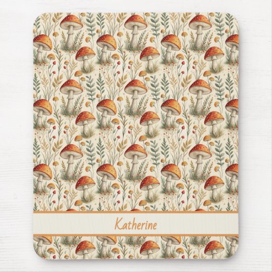 Boho-Waldpilzmuster Mousepad (Vorne)