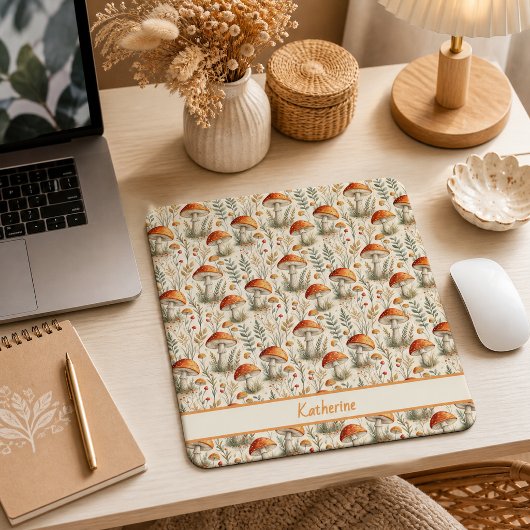 Boho-Waldpilzmuster Mousepad