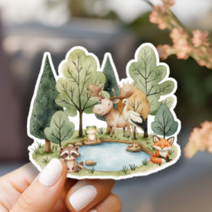 Boho-Waldtiere-Baby-Party Aufkleber