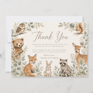 Boho-Waldtiere-Baby-Shower-Dankeskarten Dankeskarte