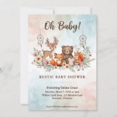 Boho Waldtiere Baby Shower Einladung (Vorderseite)