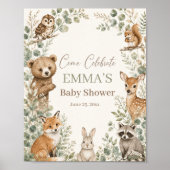 Boho-Waldtiere-Baby-Shower-Willkommensschild Poster (Vorne)