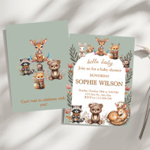 Boho-Waldtiere-Einladung zur Babyparty