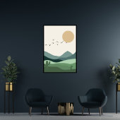 Boho wall Art, Abstrakt Landschaft Sonnenuntergang Poster