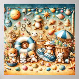 Boho Wall Pinned Beach Kinderzimmer Poster