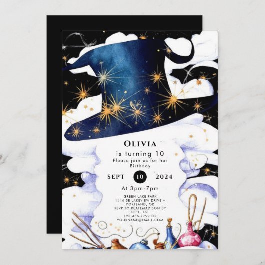 Boho Wand Magic Wizard Geburtstag Einladung (Vorne/Hinten)