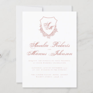 Boho Wappen Blush Pink Hochzeit Einladung Kunst un