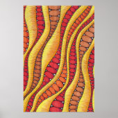 Boho Warmes Rot Orange Erdiges Abstrakte Wellenmus Poster (Vorne)