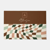 Boho Warped Checkerboard Personalisiert Fußmatte (Vorderseite)