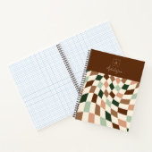 Boho Warped Checkerboard Personalisiert Notizblock (Innenseite)