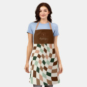 Boho Warped Schachbrett Personalisiert Monogram Schürze (Getragen)