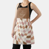 Boho Warped Schachbrett Personalisiert Monogram Schürze (InSitu)