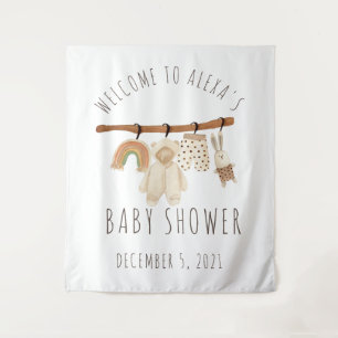 Boho-Wäscheleine-Baby-Shower-Willkommensschild Wandteppich