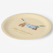 Boho Wäscheleine Pastellgelbe Papierplatte Pappteller (Schrägansicht)