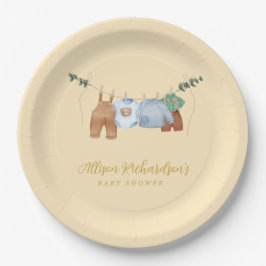 Boho Wäscheleine Pastellgelbe Papierplatte Pappteller