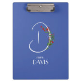 Boho wassercolor monogramm Letter D Klemmbrett (Vorderseite)