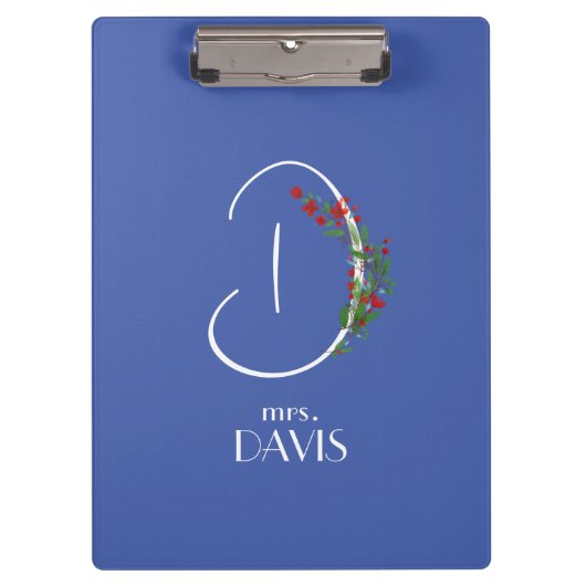 Boho wassercolor monogramm Letter D Klemmbrett (Vorderseite)